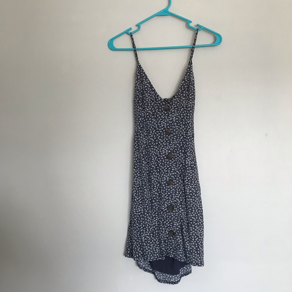 Floral sun dress w/button front open back detail